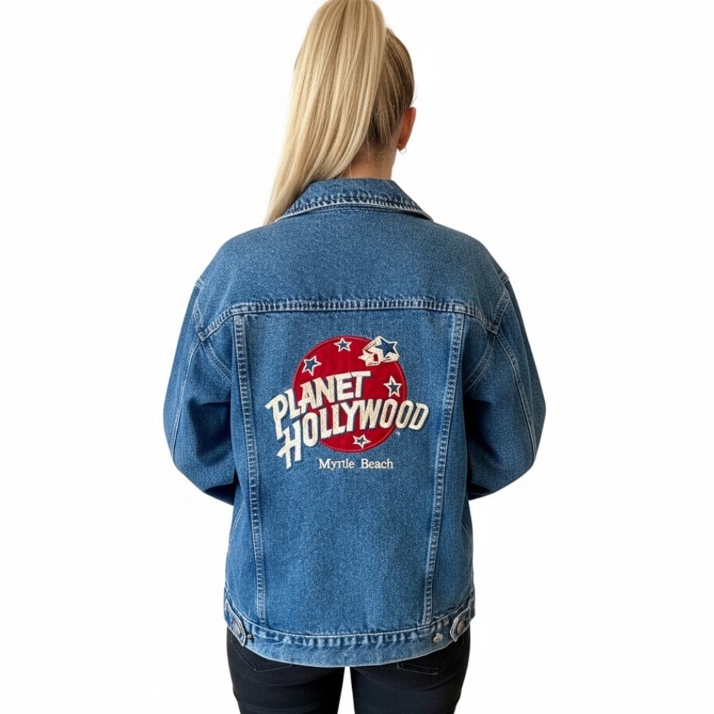 Vintage Planet Hollywood Myrtle Beach Trucker Jean Jacket - Size Small